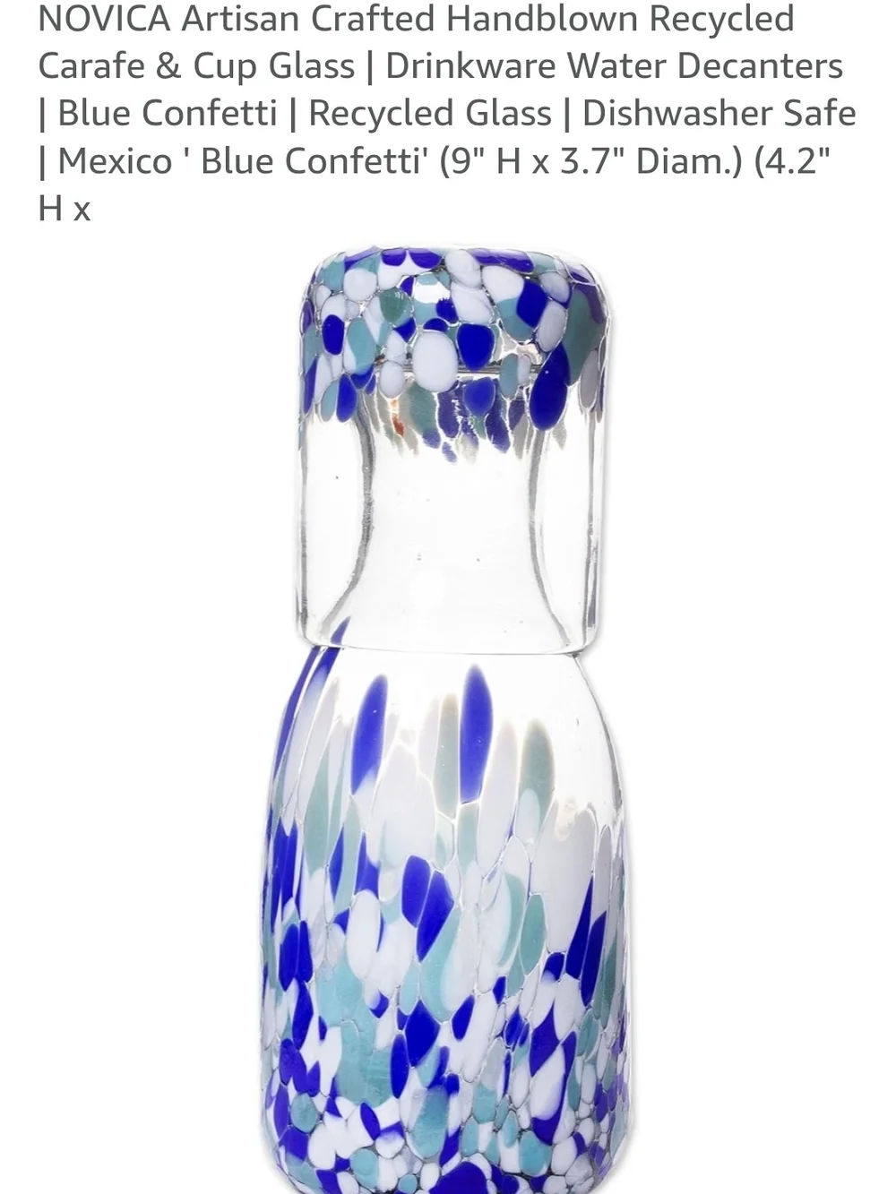 Hand Blown Recycled Glass Carafe and Tumbler Set by Novica